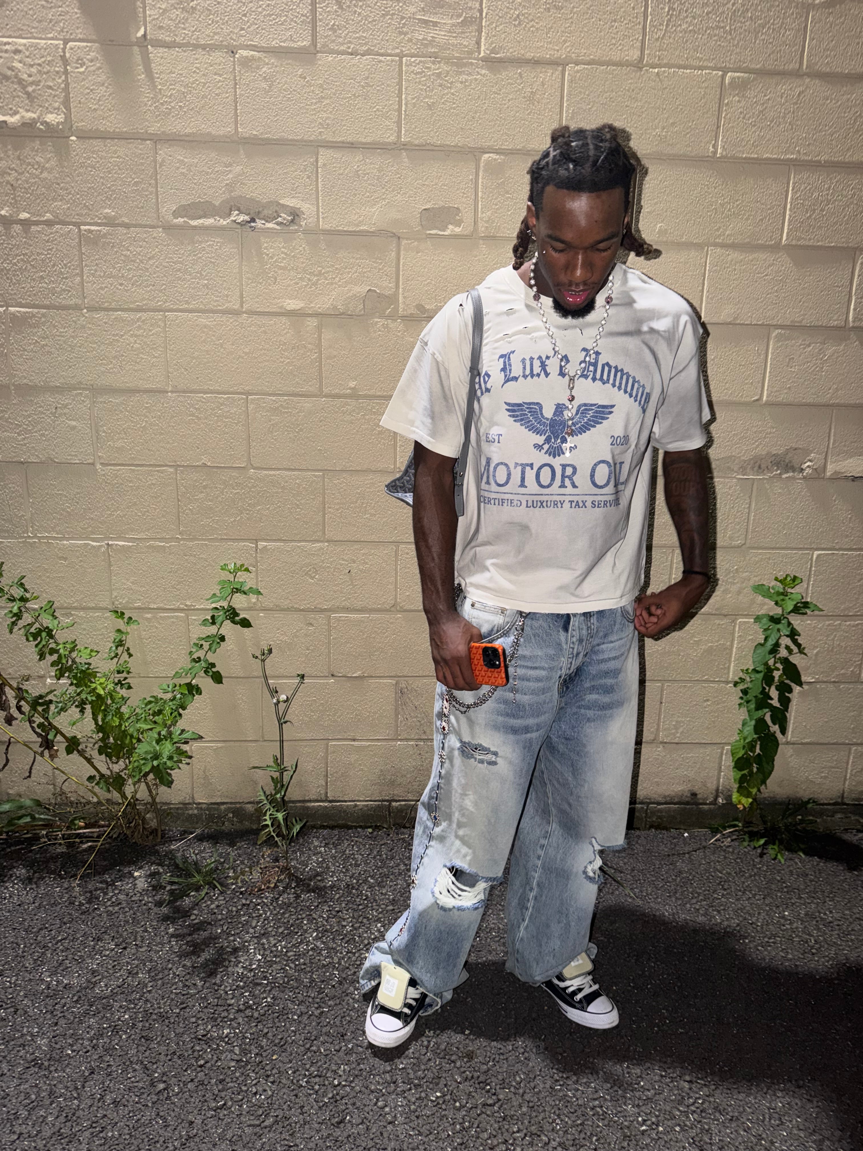 Motor Oil Boxy Tee (Vintage white)