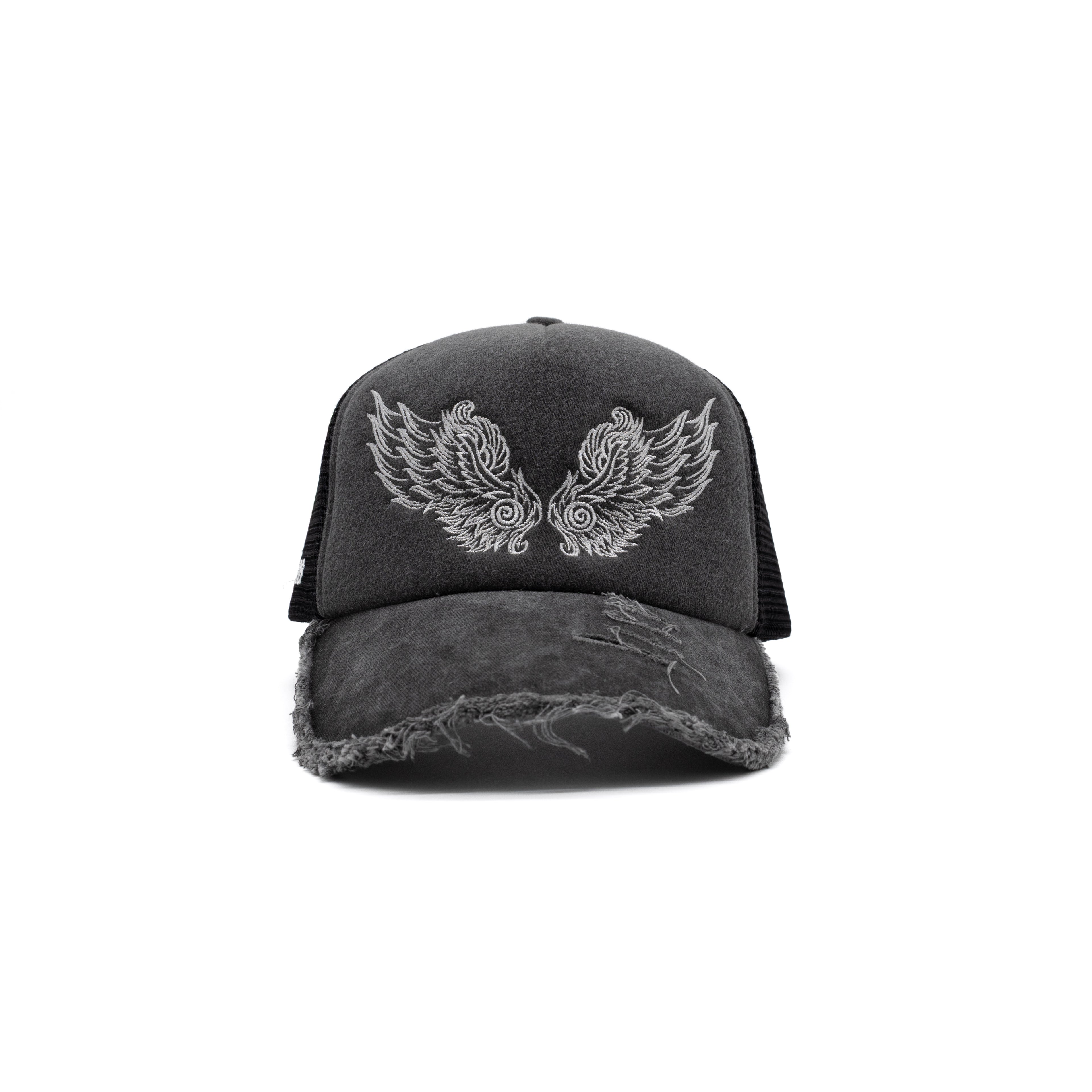 Arch Angel Trucker Hat – Charcoal Distressed