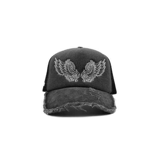 Arch Angel Trucker Hat – Charcoal Distressed
