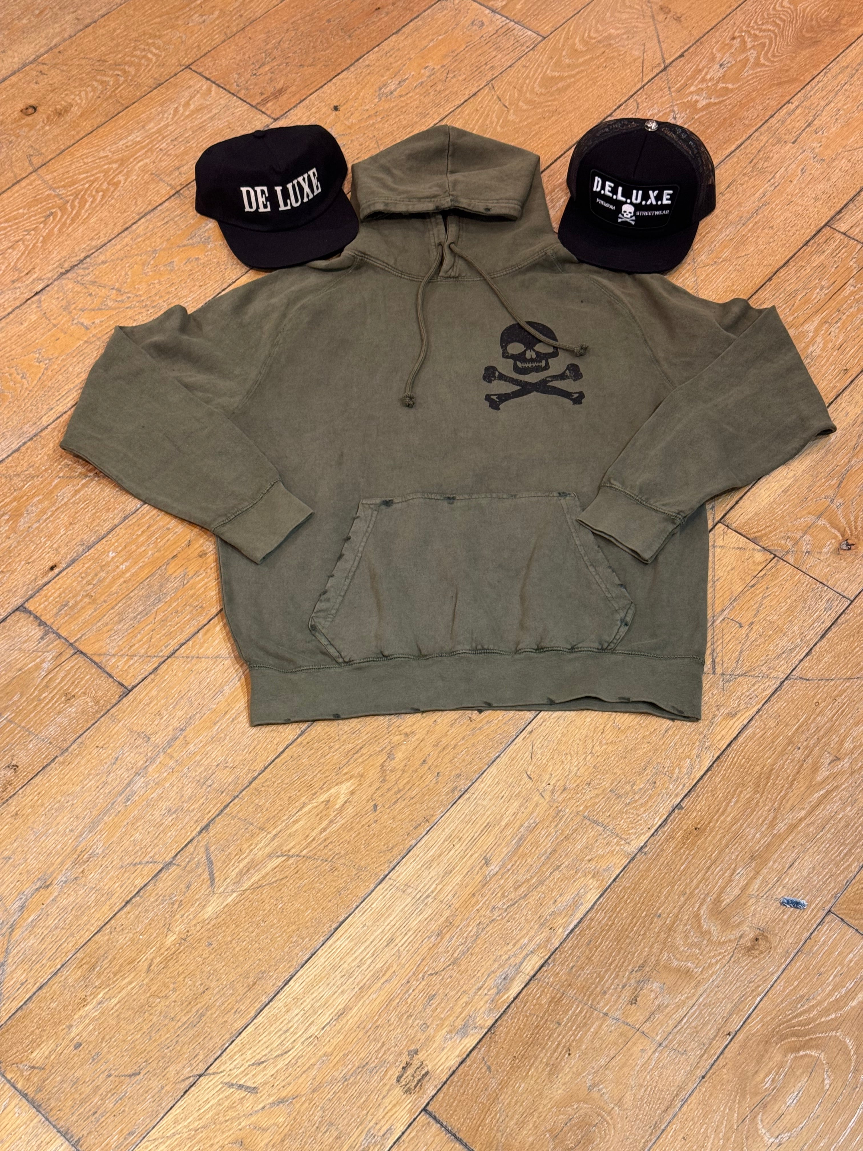 Vintage Skull Raglan Hoodie